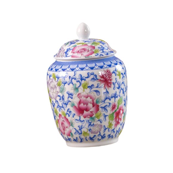 Jarrón decorativo de china con forma de flor para té, recipiente de cerámica para almacenar alimentos, ideal para coleccionar dulces y café.