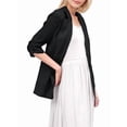 thumbnail image 3 of Women'S Lightweights Lapel Three-Quarter Sleeve Elastic Pleated Fully Lined Casual Work Jacket with Pockets Black M, 3 of 9