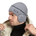 thumbnail image 3 of Snow Hats Slouchy Beanie Hat Toboggan Hats Rib Knit Beanie Knit Chunky Snow Cap Beanie Skull Cap Ribbed Crossed Chunky Cable Knit Winter Running Hat Multicolor One Size, 3 of 5