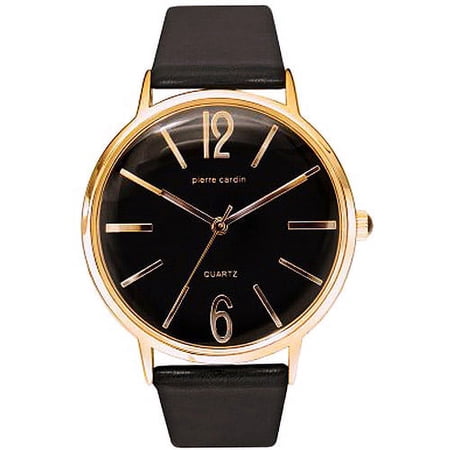 Pierre Cardin Men's Goldtone Case with Black Strap Watch