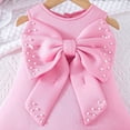 thumbnail image 2 of 0-5Y Kids Baby Dresses Girls Clothes Sleeveless Front Big Bow Beading Pearl Lace Cake Dress For Girls Children Party Gowns, 2 of 6