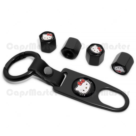 Universal Car Wheel Tire Valve Dust Stem Air Cap Keychain Cute Hello Kitty Logo
