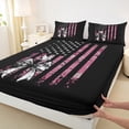 thumbnail image 3 of Homewish Cartoon Ribbon Bowknot Queen Sheet Sets, Rustic Pink Camouflage US Flag Flat Sheet,4-Piece, 3 of 7