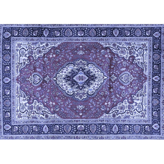 Ahgly Company Machine Washable Indoor Rectangle Persian Blue Traditional Area Rugs, 5' x 8'