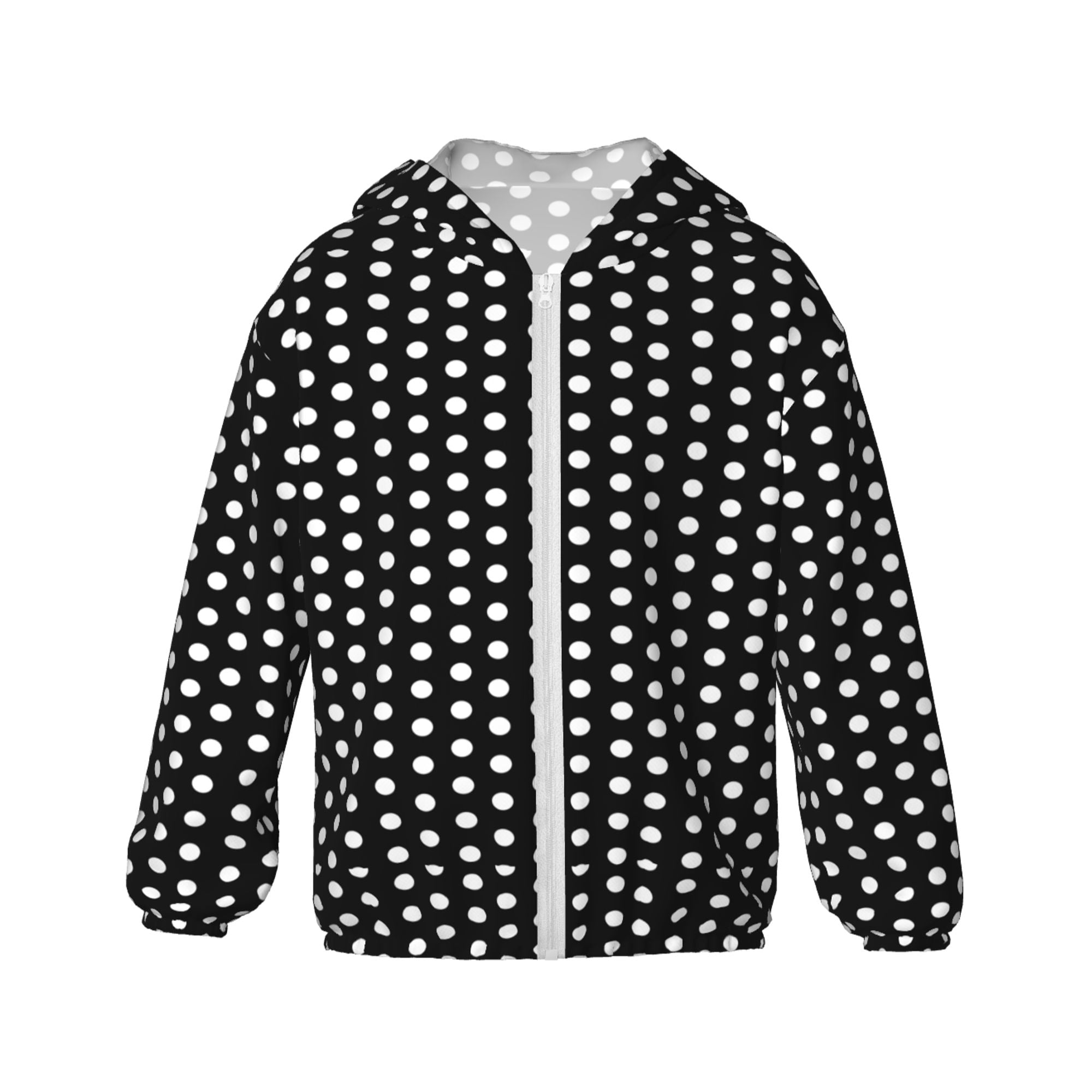 Polkadot Polka Dot Black White Kids Zip-Up Hoodie Girls Boys