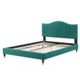 thumbnail image 3 of Tufted Platform Bed Frame, Twin Size, Velvet, Teal Blue, Modern Contemporary Urban Design, Bedroom Master Guest Suite, 3 of 10