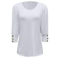 thumbnail image 4 of MIXUE Boho Tops For Women Summer Autumn Solid Color Round Neck Long Sleeve Loose Fit Casual Tee Shirts Daily-Wear,White,M, 4 of 5