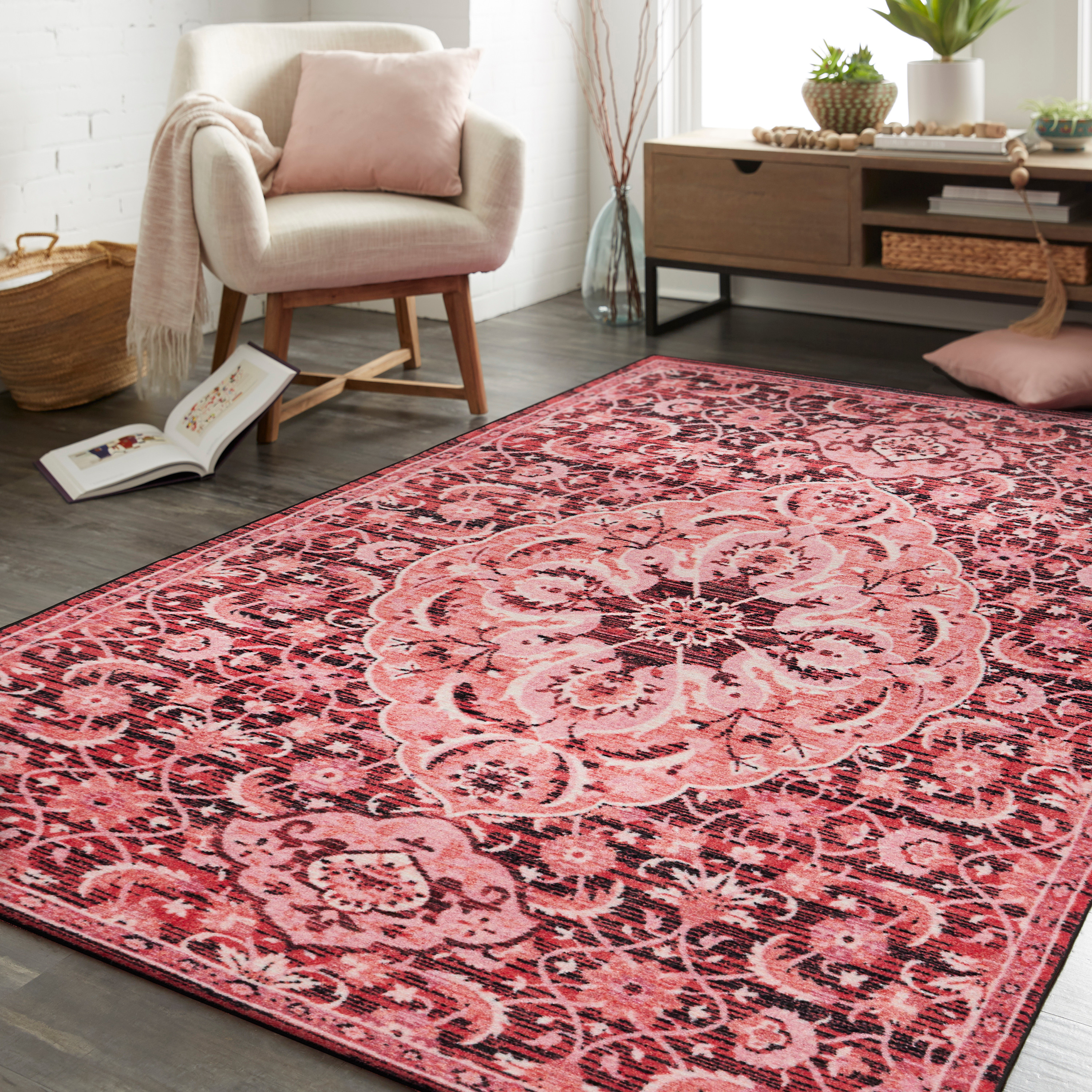 Mohawk Home Prismatic Hayden Pink Traditional Floral Precision Printed