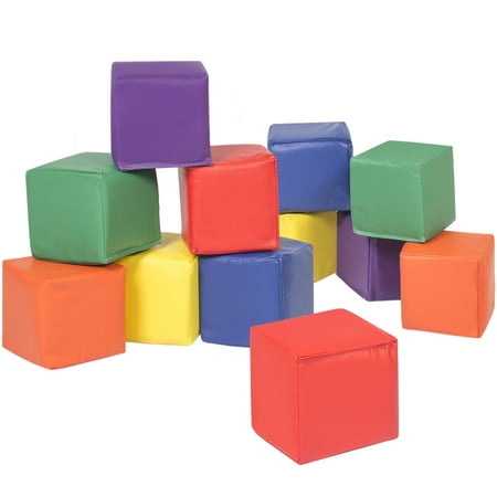 Preschool Foam Block Best Choice Products 12 Piece Soft Big Foam Blocks Playset for Sensory, Motor Developmental Skills - Multicolor ()