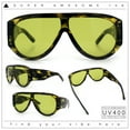 thumbnail image 2 of Retro Bold Oversized Shield Racer Plastic Sunglasses Yellow Tortoise - Yellow, 2 of 8