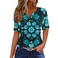 thumbnail image 2 of ATENAR Shirts for Women Short Sleeve Casual Womens Shirts V Neck Tee Green XL, 2 of 5