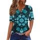 thumbnail image 1 of Tops de Manga Corta de Algodón para las Mujeres Impreso Cuello Redondo Blusa Imitación Estante de Algodón, Moda Casual Top para el Hogar Diario Y el Trabajo, 1 of 6