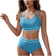 thumbnail image 2 of AHTJRT Women's 2 Piece Bikini Sets Stretch Push-Up Spaghetti Straps Bralettes and High Waisted Bottoms Bathing Suit Slimming Tummy Control Swimsuit Blue M, 2 of 9