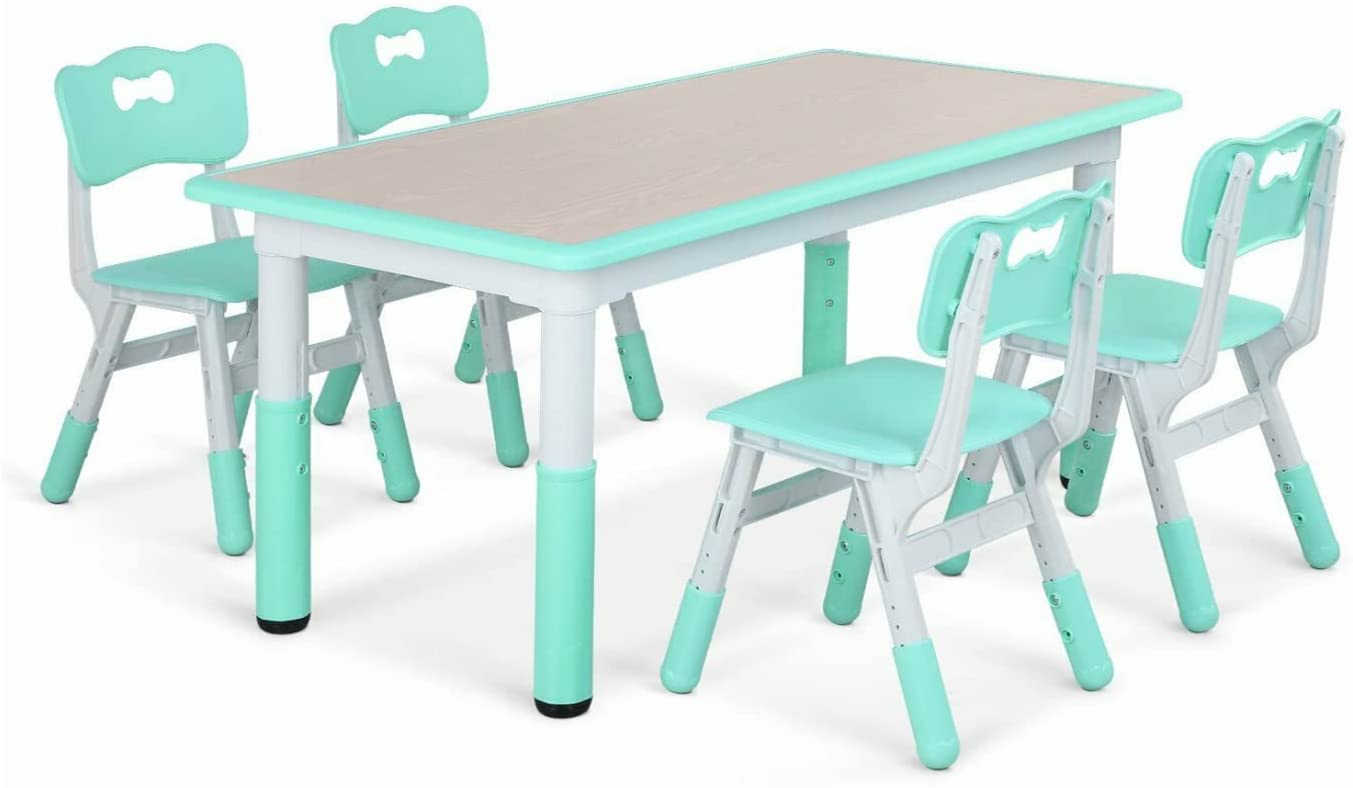 Increkid Kids Table and Chairs Set, Children Study Dining Table Toddler