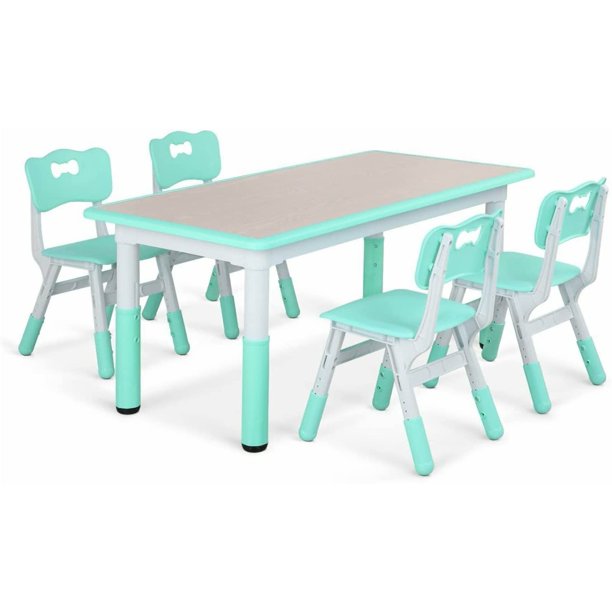 Increkid Kids Table and Chairs Set, Children Study Dining Table Toddler