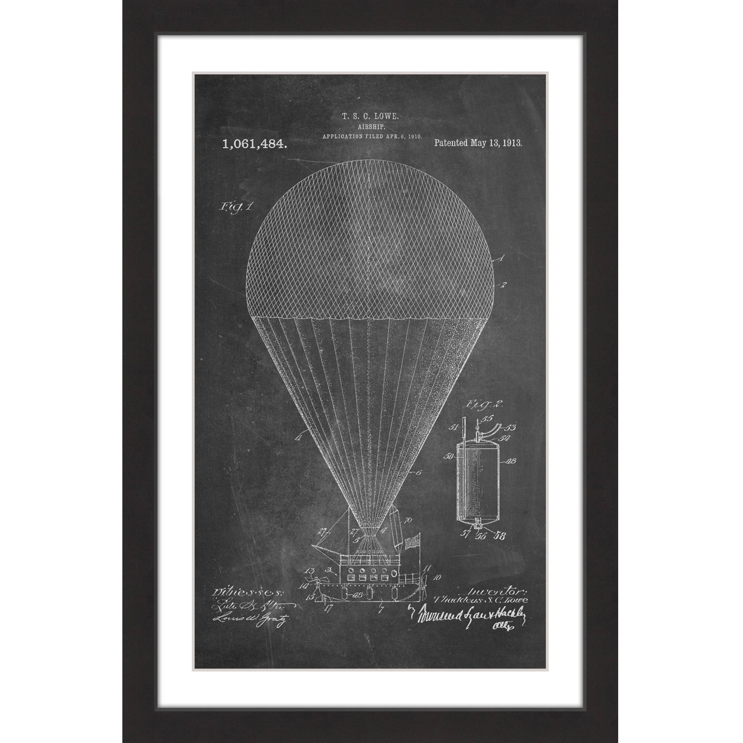 "Airship 1913 Chalk" Framed Painting Print