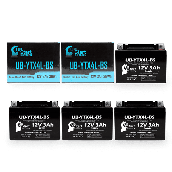4-Pack UpStart Battery Replacement for 1990 Suzuki DR350S 350CC Factory Activated, Maintenance Free, Motorcycle Battery - 12V, 3Ah, UB-YTX4L-BS