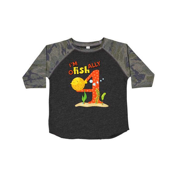 Inktastic I'm O-fish-ally Four Cute Puffer Fish Fourth Birthday Boys or Girls Toddler T-Shirt