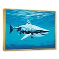thumbnail image 2 of Designart "Domain Of The Tiger Shark" Shark Floater Framed Wall Art Living Room, 2 of 5