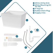Tehila Wall Mounted Laundry Faucet Utility Sink with Drain Assembly Kit