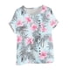 thumbnail image 2 of TaTaai Women's Round Neck Printed T Shirt Short Sleeve Button Detail Top Casual Loose Fit Blouse Non Positioning Print Linen Feel Soft for Summer Daily Gift, 2 of 5