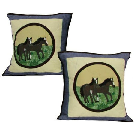 Patch Magic Horse Friends Cotton Throw Pillow (Set of 2)