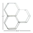 thumbnail image 4 of DecMode 26" x 5" Hexagon 3-Tier Silver Geometric Wall Shelf with 3 Marble Shelves, 4 of 13