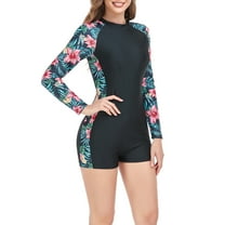 Joau Wetsuit for Womens in Cold Water, Back Zipper Long Sleeve Shorty Wetsuit Skin Protection Diving Suit for Aerobics Diving Surfing Swimming