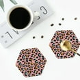 thumbnail image 4 of Pofeuu Leopard Print Coasters for Drinks, 4Pack PU Leather Coasters, Bar Drink Coasters for Tabletop Protection, Furniture from Damage-Hexagon, 4 of 6