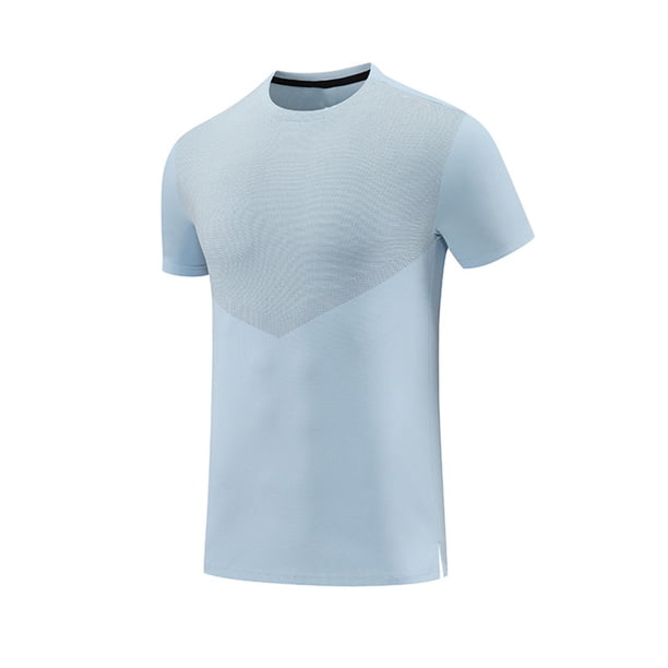 Camiseta Deportiva de Color Sólido de los Hombres, Top de Manga Corta Respirable Hielo de Verano para Correr Al Aire Libre Y Desgaste Casual, Camiseta Atlética de Humedad
