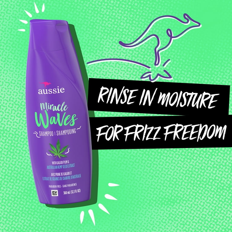 Aussie Miracle Waves Anti-Frizz Paraben-Free Shampoo, 26.2 fl