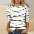 thumbnail image 2 of Outfmvch Chemises Mardi Gras pour Femmes, Manches 3/4 Hauts pour Femmes, Tenue Mardi Gras pour Femmes, Blouses pour Femmes, Hauts d'Entraînement pour Femmes, Tunique Graphique de Carnaval Manches 3/4 Col Rond Blouse Marron 4TG, 2 of 5