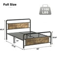 thumbnail image 3 of Full/QueenKing Size Metal Bed Frame with Wood Headboard & Footboard, Heavy Duty Platform Bed Frame with 14" Under-Bed Storage, Metal Slats Support, Noise-Free, No Box Spring Needed, Rustic Brown, 3 of 3