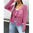 thumbnail image 3 of Women's Long Sleeve Cardigan Tie Front V Neck Crochet Lightweight Shrug Sweaters for Dresses Knit Top, 3 of 5