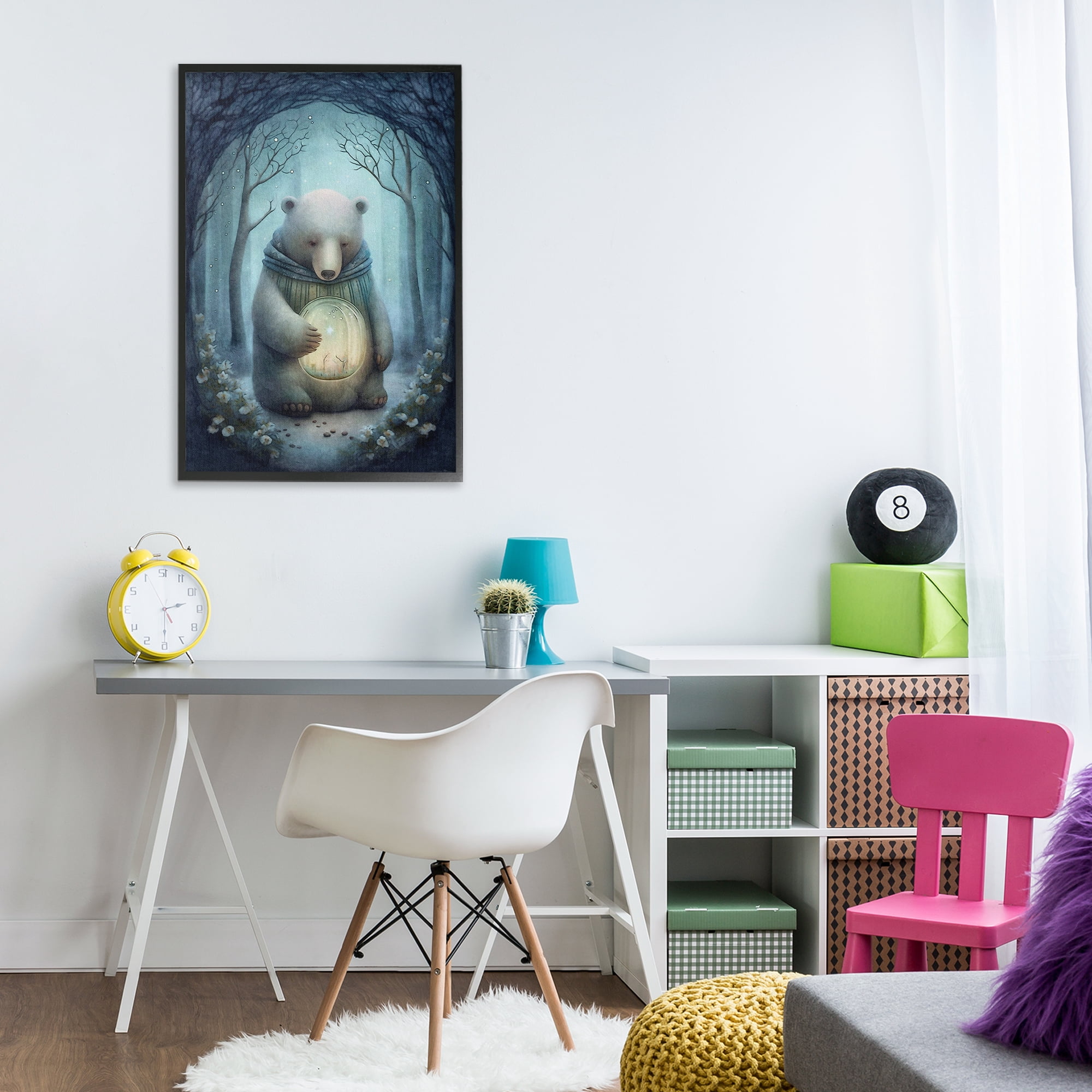 Stupell Industries Mystic Brown Bear Landscape Painting Black Framed Art Print Wall Art, 20 x 30