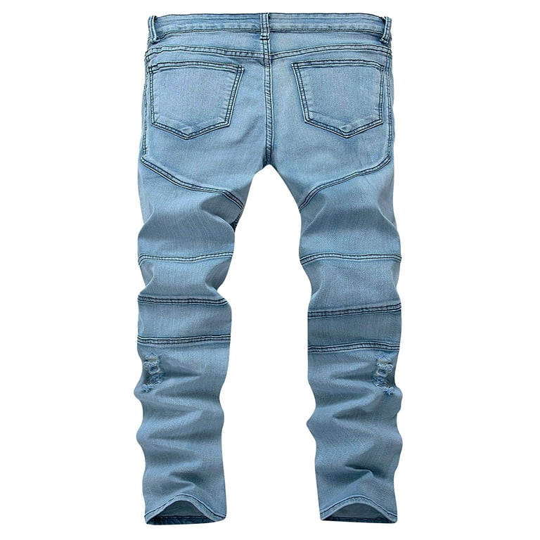 Men's Ripped Skinny Fashion Biker Destroyed Slim Fit Denim Jeans