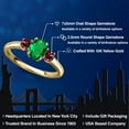 thumbnail image 2 of Gem Stone King 10K Yellow Gold Green Nano Emerald and Red Rhodolite Garnet Engagement Ring for Women | 1.04 Cttw | Oval 7X5MM | Gemstone May Birthstone | Size 5, 2 of 6