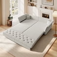 thumbnail image 3 of FFH Sofa Bed Queen Pull Out, 74.4" Convertible Sleeper Sofa with Flower Tufted Design, Velvet Couch for Living Room, Gray, 3 of 14