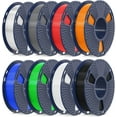 thumbnail image 3 of PLA Filament 1.75 Bundle, 2kg Total, 0.25kg per Spool, 8 Pack, Black + Clear + Yellow + Blue + Green + Purple + Red + Orange, 3 of 11