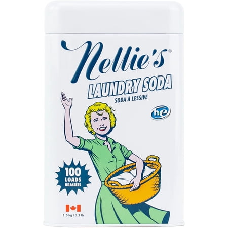Nellie's Laundry Soda - Concentrated Laundry Detergent Powder - 100 Load Tin - Gentle on Skin and Environment - Fragrance-Free