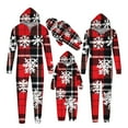 thumbnail image 4 of Nnhblu Christmas Family Pajamas Matching Set Xmas Holiday Zip Up One Piece PJs Snowflake Plaid Print Hooded Sleepwear, 4 of 6