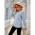 thumbnail image 6 of Female T Shirts Long Sleeve V Neck Basic Tee Casual Loose Fit Soft Fall Tops Outfits Light Blue XXL, 6 of 9