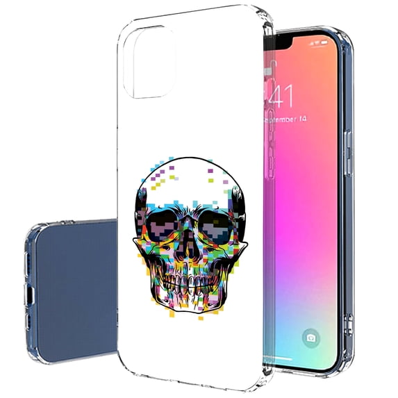TalkingCase Slim Case for Apple iPhone 13 Pro, Slim Thin Gel Tpu Cover, Pixel Skull Print, Light Weight, Flexible, Soft, Anti-Scratch, Printed in USA