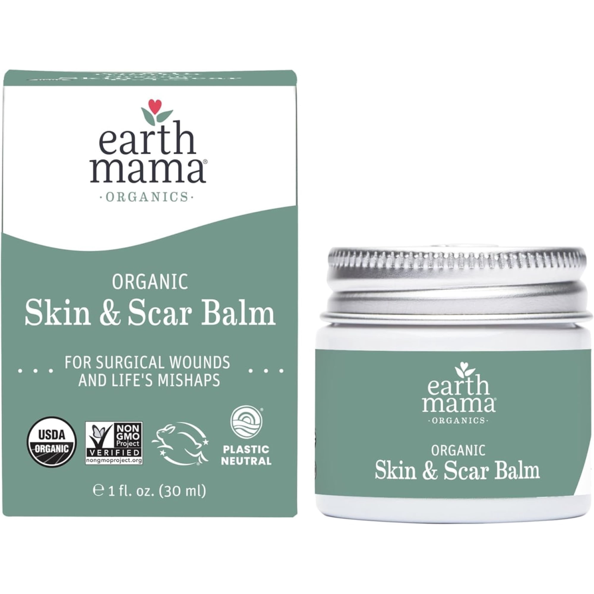 Earth Mama Organic Skin and Scar Balm, C-Section Scars and Stretch Marks Balm, 1 fl oz