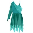 thumbnail image 6 of YiZYiF Womens High Low Lyrical Ballet Dance Leotard Dress for Stage Performance Green XL, 6 of 6
