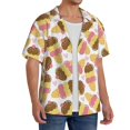 thumbnail image 2 of Balery Cute Ice Cream Camisa Casual de Manga Corta con Botones para Hombre, Texturizada, Estilo Cubano, para Playa, Verano-Medium, 2 of 5