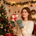 thumbnail image 6 of Gloves for Women Men Cat Embroidery Splicing Knitted Gloves Warm Gloves Fashion Leaky Finger Casual Glove Green One Size, 6 of 7