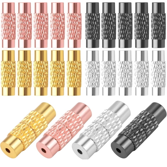 100pcs 4 Colors Brass Screw Twist Clasps Barrel Tube Fastener Cord End Caps Jewelry Clasps for DIY Bracelet Necklace Crafts Jewelry Making Decorative Accessories, 12 mm x 4.2 mm