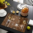 thumbnail image 3 of Coffee Theme Placemats Set of 6, Funny Brown Vintage Beans Latte Tea Cup Placemats for Dining Table, Place Mats for Kitchen Tabletop, Waterproof Wipeable Dining Table Mats Set, 3 of 9