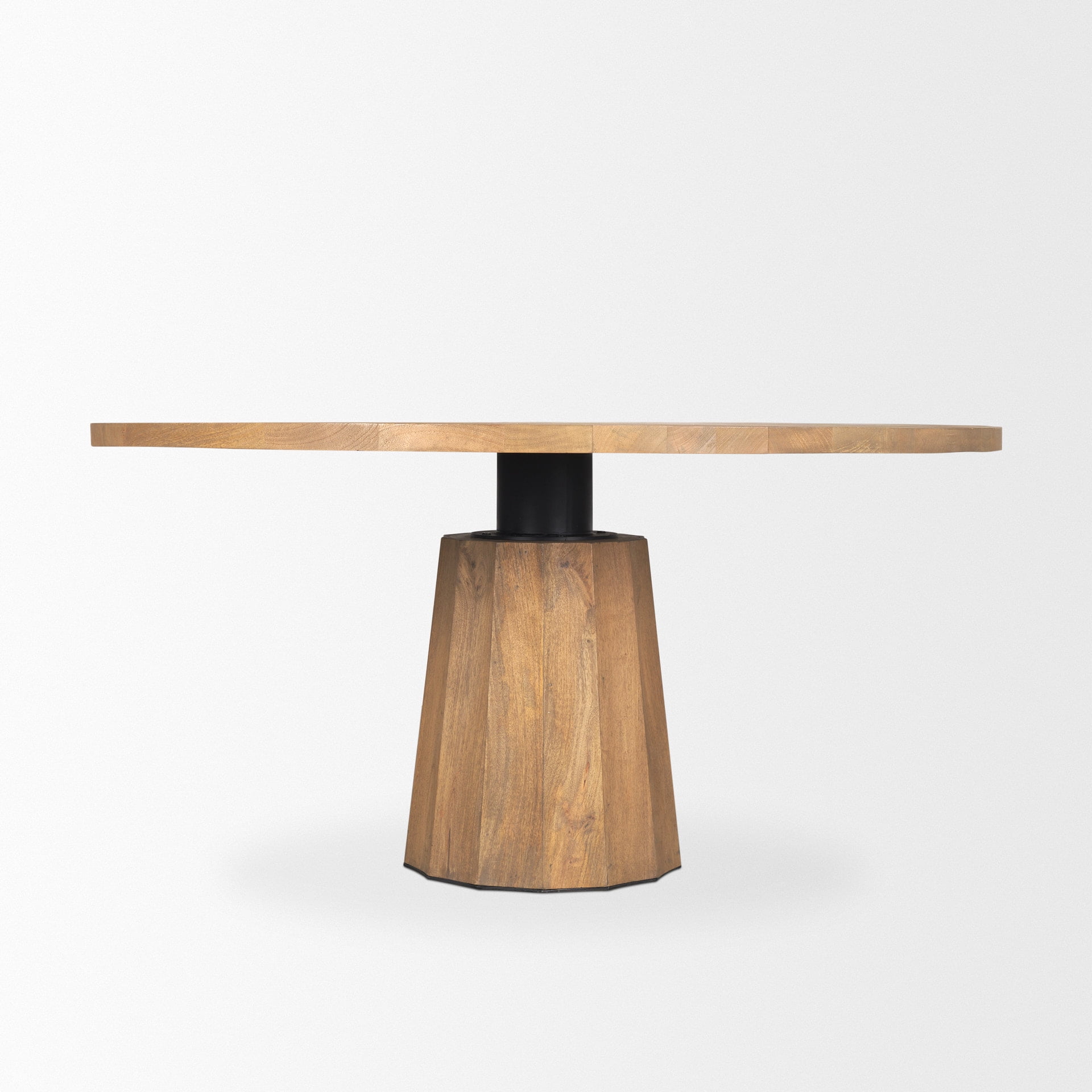 Swanson 60" Light Brown Wood Round Pedestal Dining Table